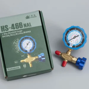 HONGSEN 1 Way Single Pressure Manifold Gauge for R410A/R22/R134A/R404A